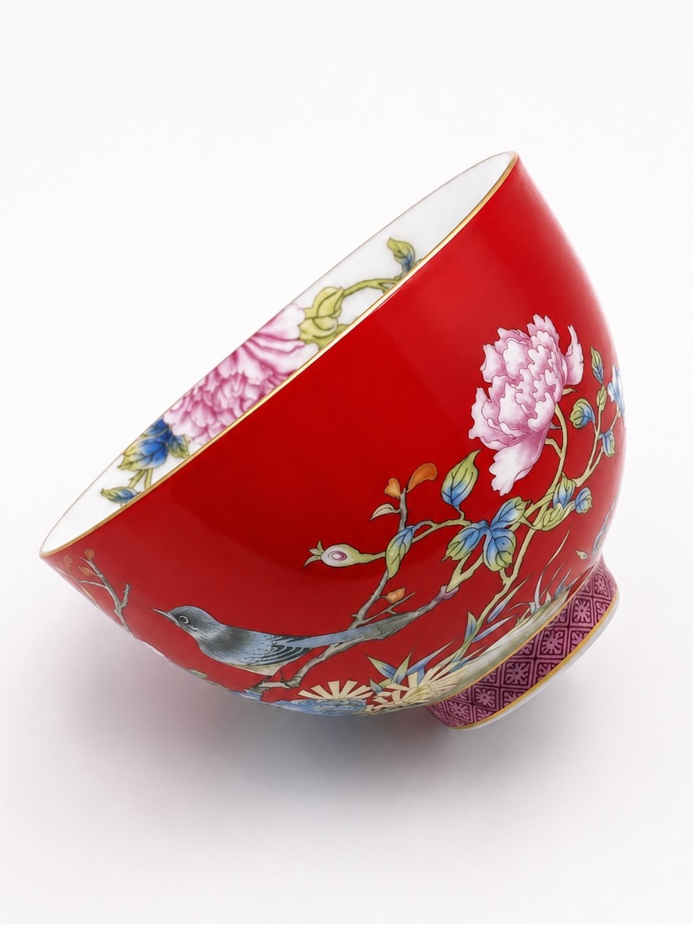 Mahjong Tiles Chinoiserie Vintage porcelain style Dice Dish Sparrow red